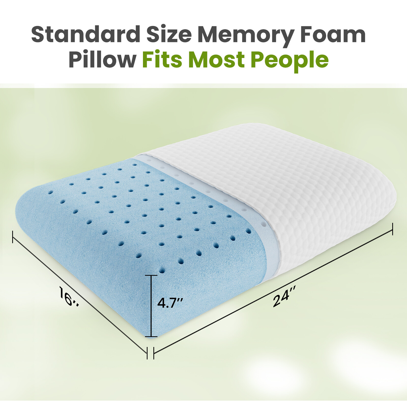 Cooling Memory Foam Pillow with Pillowcase - Neck Support for Side Sleepers