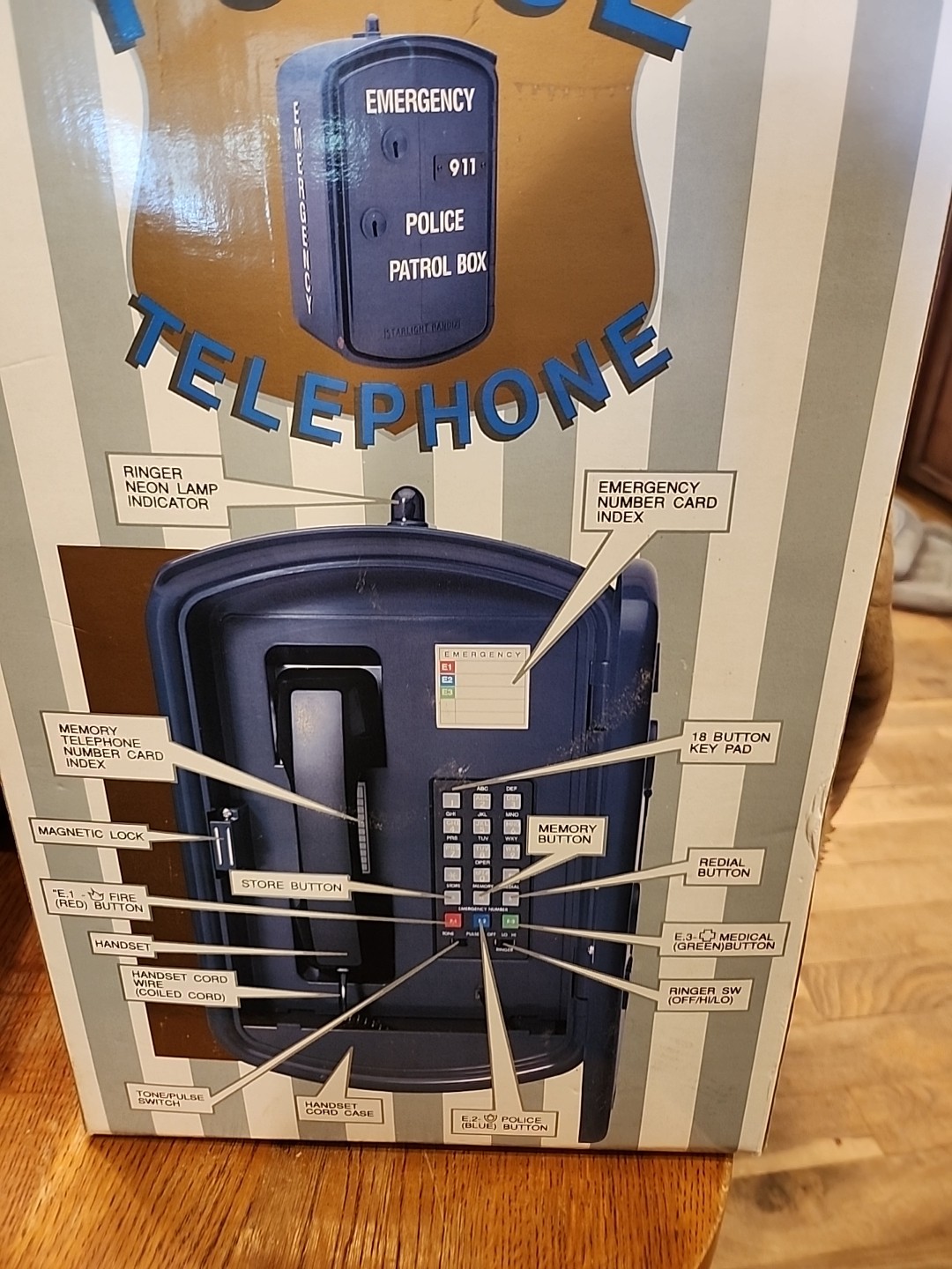 Vntg Police Emergency Patrol Box 911 Telephone Starlight Randix PB 104 W/ Box