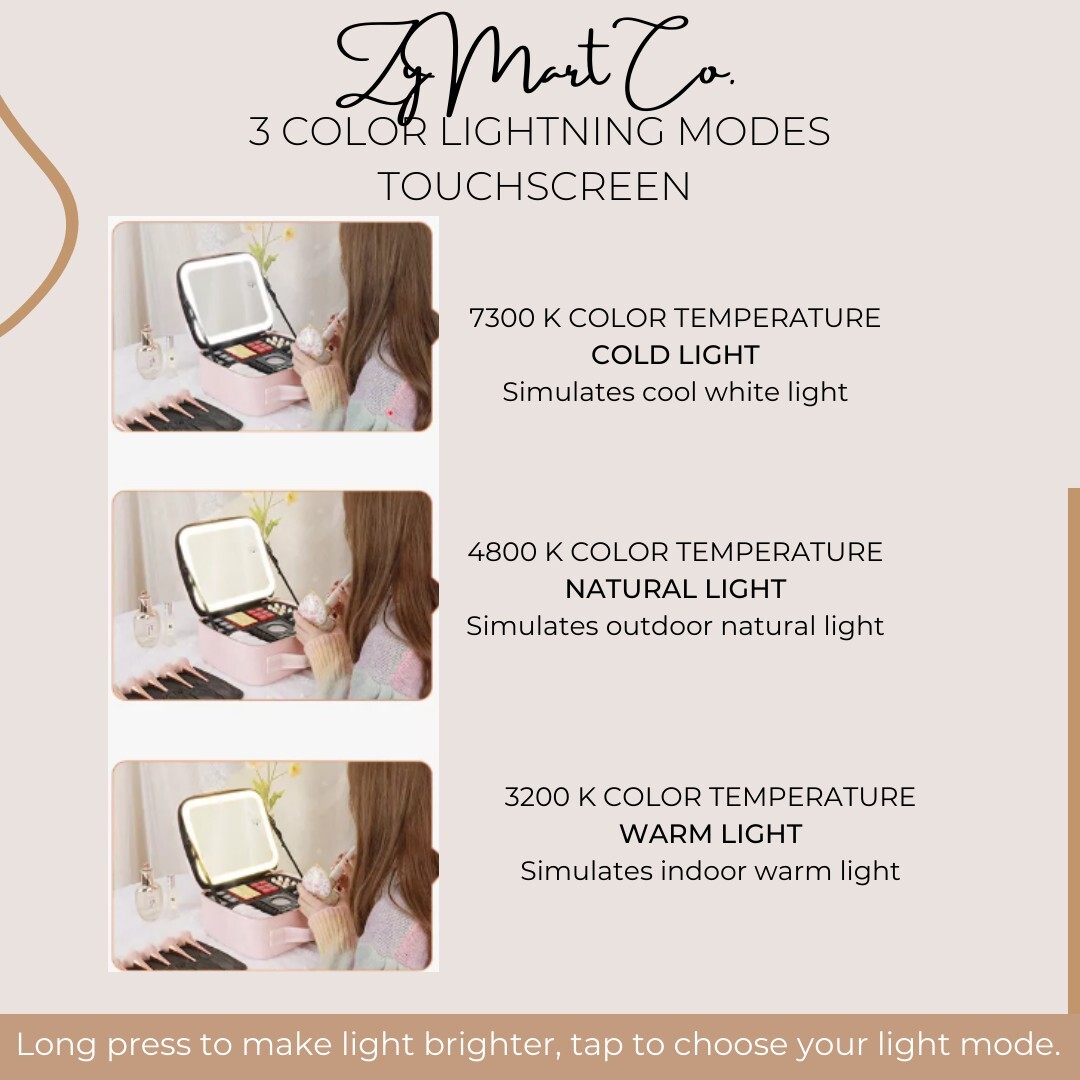 GlowandGo Makeup Case --Travel Bag Cosmetic Case with LED Lights and Mirror-