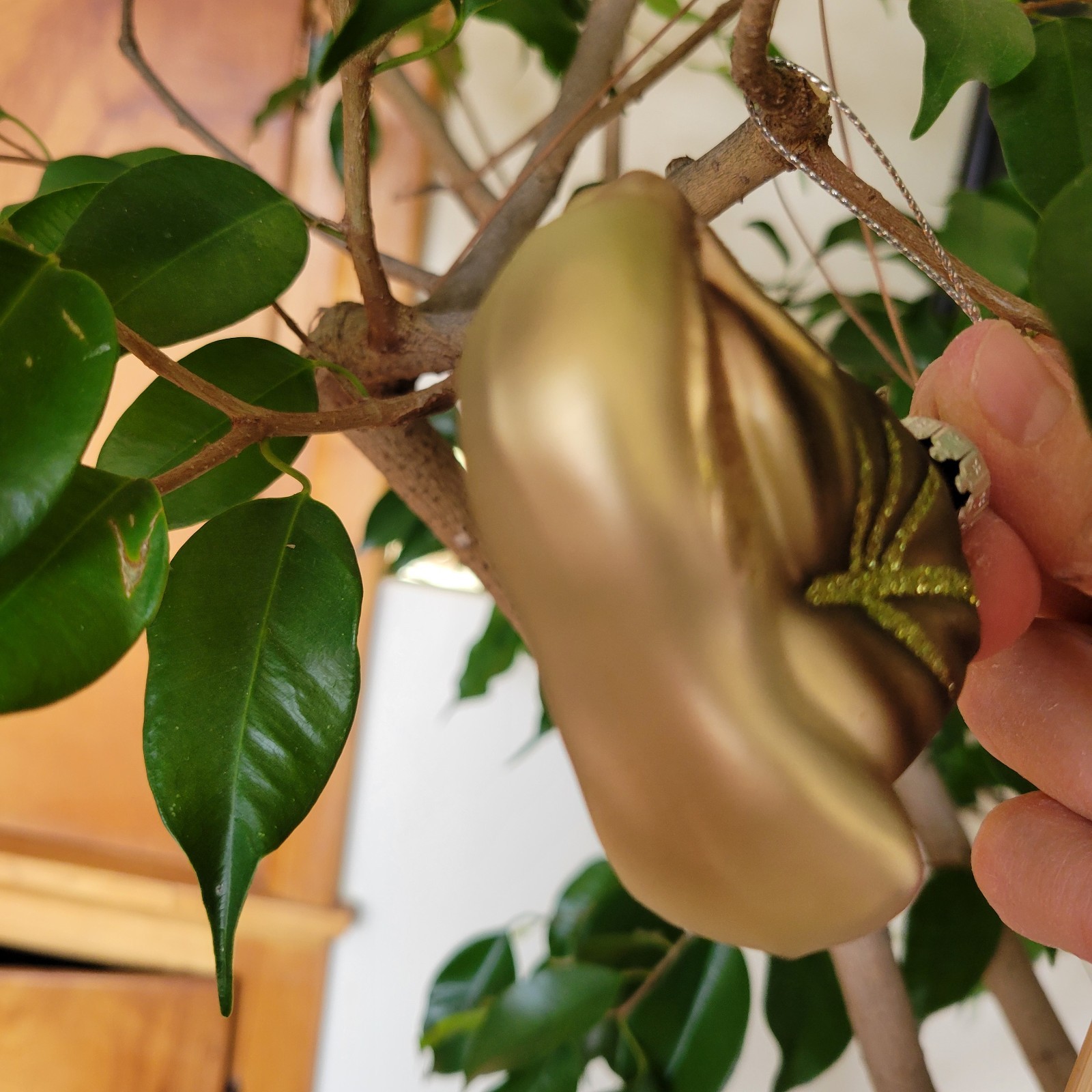 Midwest CBK Glass Brown Green Snail Mollusk Christmas Tree Ornament Glitter