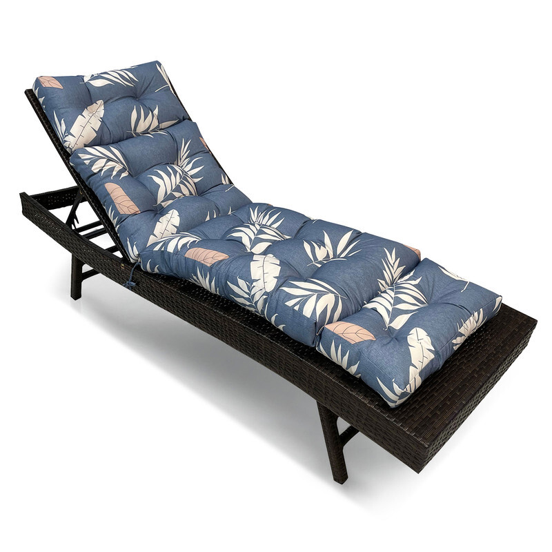 Outdoor Chaise Lounge Cushions Pad Waterproof Patio Bench Chair Mat with Ties