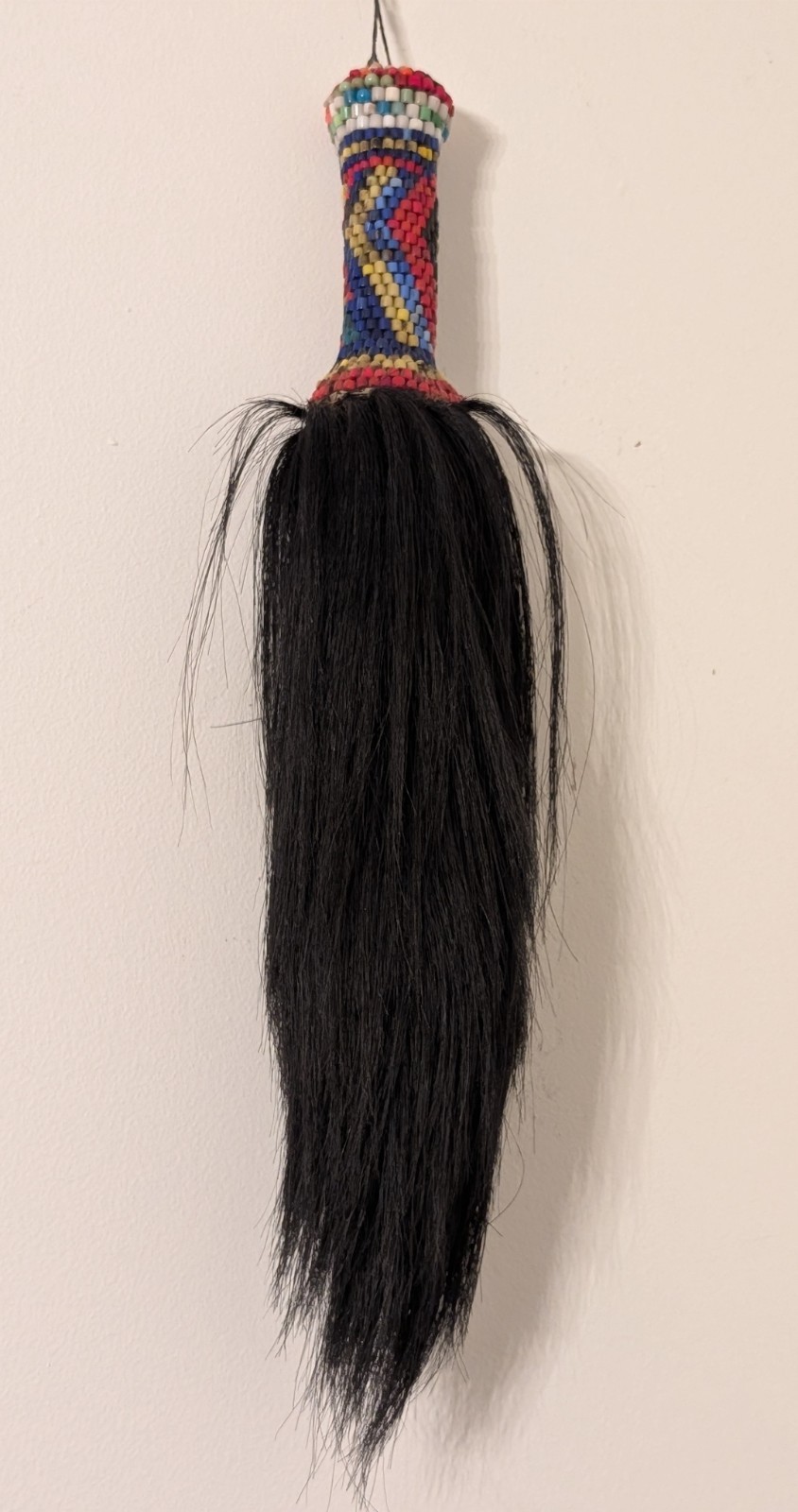 Vintage Yoruba Beaded Irukere Fly Whisk - Nigerian Tribal Art - Ifa Orisha Ase