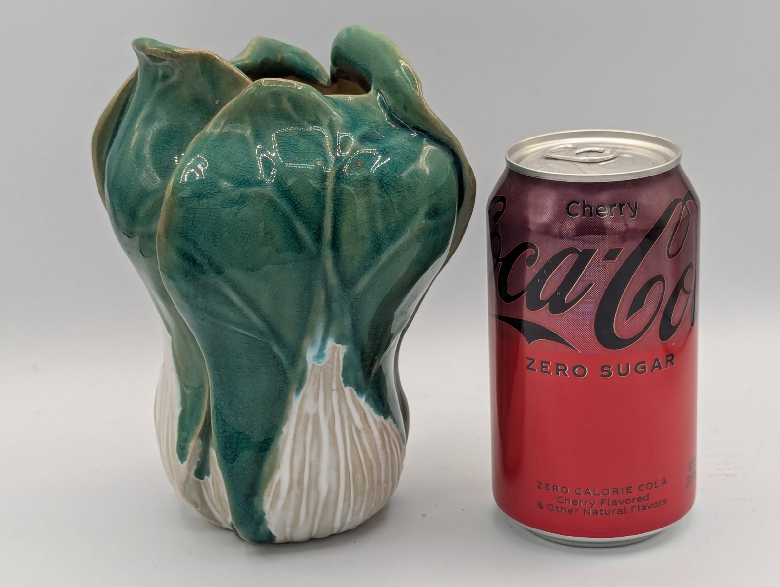 Rare Vintage Chinese Bok Choy Hand-Made Ceramic 6" Vase, Mint