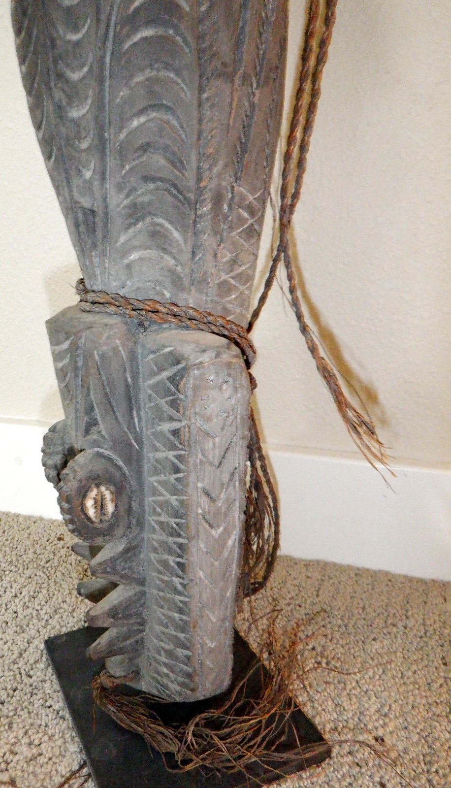 Papua New Guinea Wooden Crocodile Whistle/Flute, 22" H, 4" W with mount