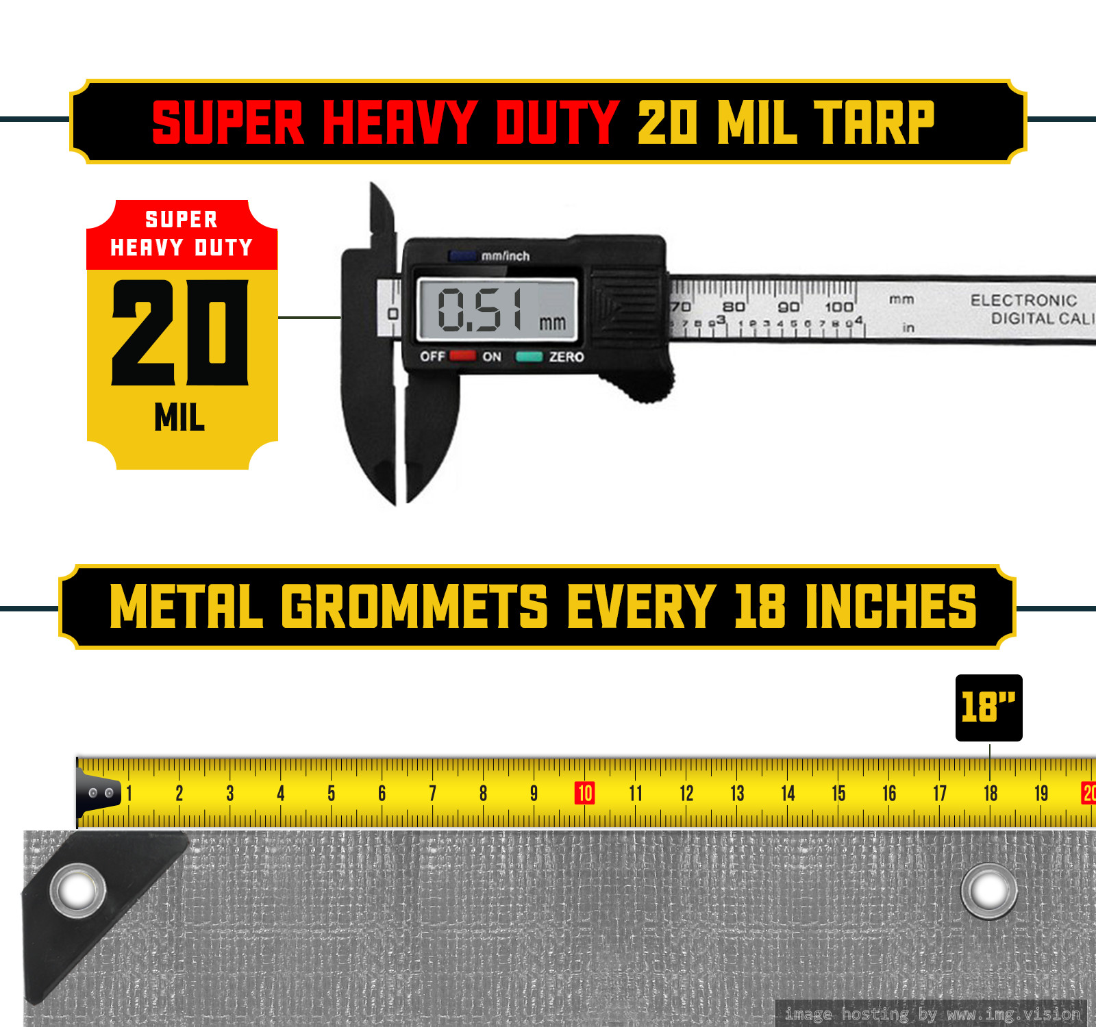 Core Tarps Extreme Heavy Duty Tarp 20 Mil Waterproof Tarpaulin Cover Resistant