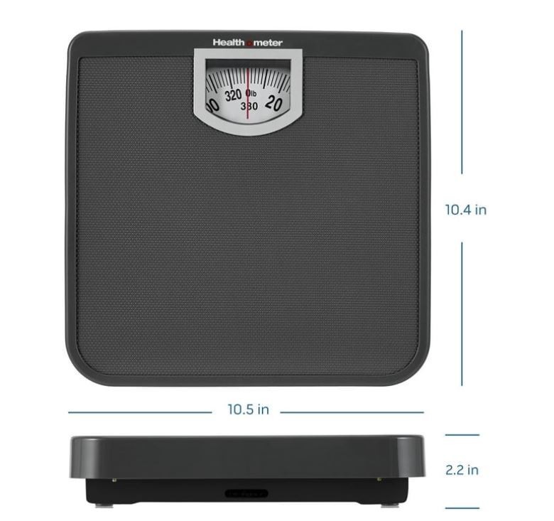 Health o meter Compact Dial Bathroom Scale, 330 lb. Capacity, Sturdy Metal