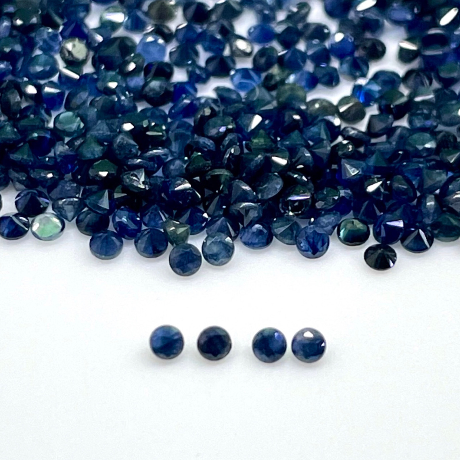 100 Pcs Natural Blue Sapphire 1.6mm Round Cut Calibrated Loose Gemstones Lot