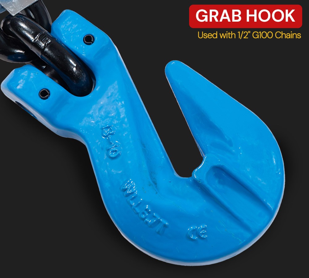 1/2" G100 Recovery Chain Adjustment w/ Foundry & Grab Hook 15000 lbs WLL Blue