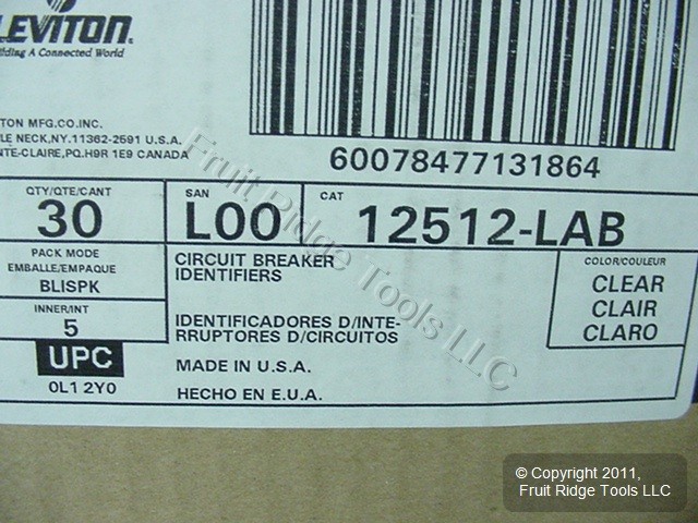 30 Package 68 Circuit Breaker Labels Electric Wiring Panel Identifiers 12512-LAB