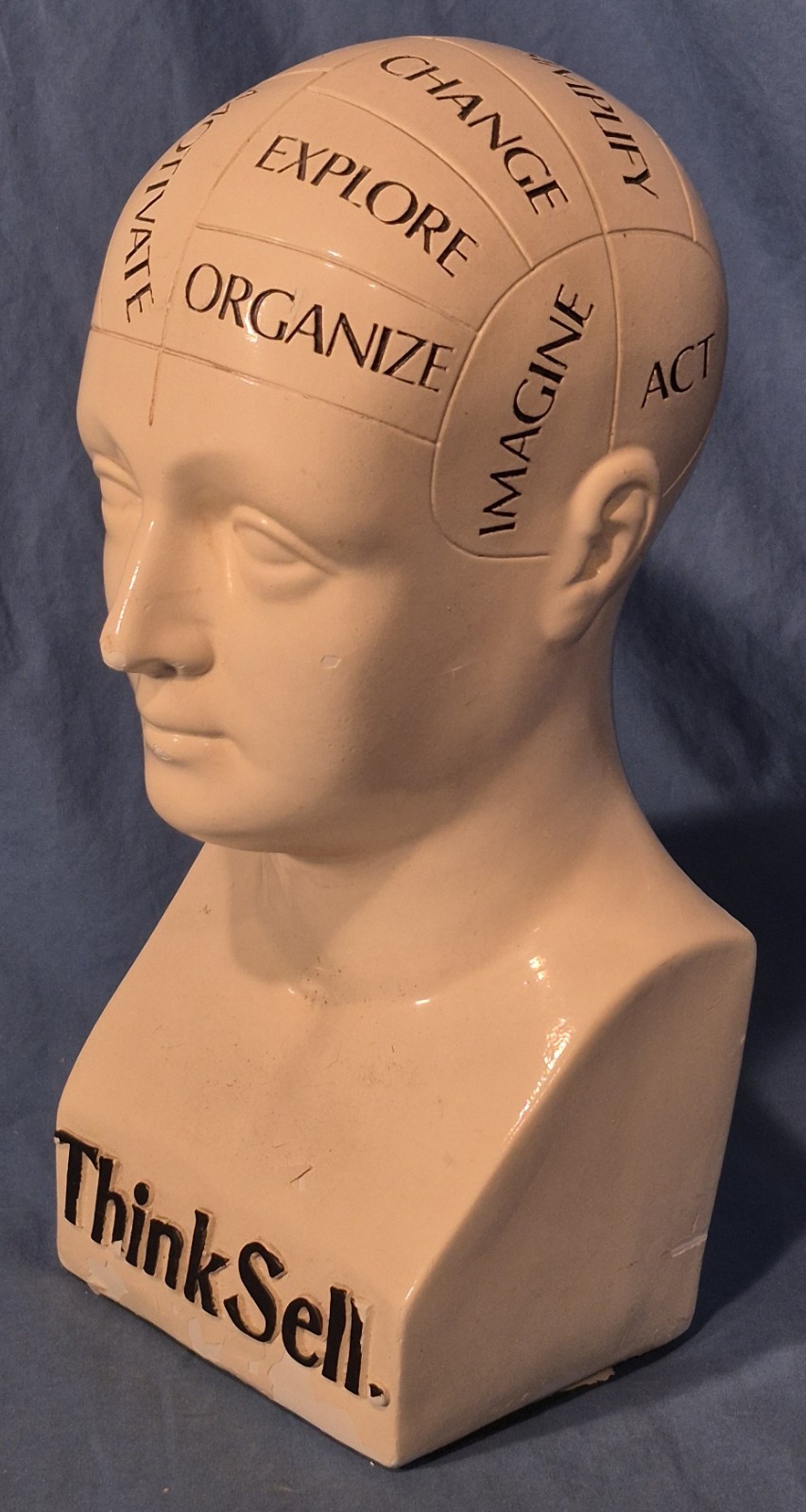 Vintage 11" Phrenology Bust / Head Statue, Chalkware (?), Scientific Psychology
