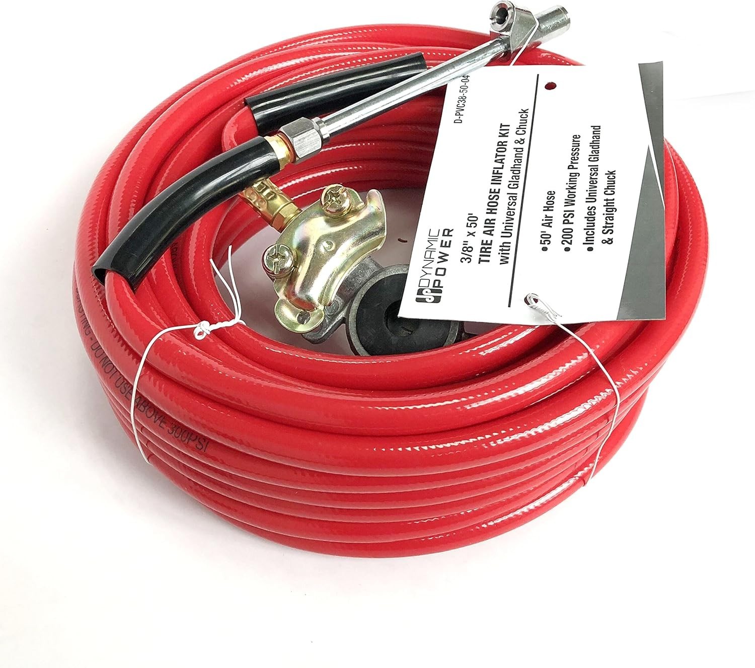 Truck Tire Inflator Kit- 3/8" X 50' Air Hose with Universal Gladhand & Chuck