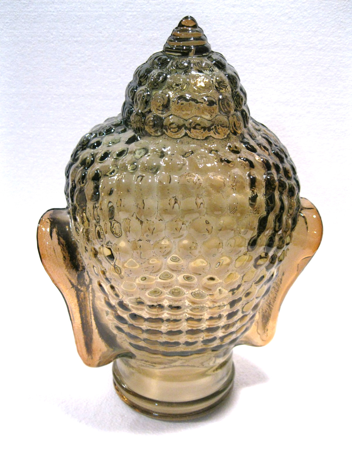 Glass BUDDHA HEAD, CINNAMON, Life Size Mannequin Buddha Head for Decor.