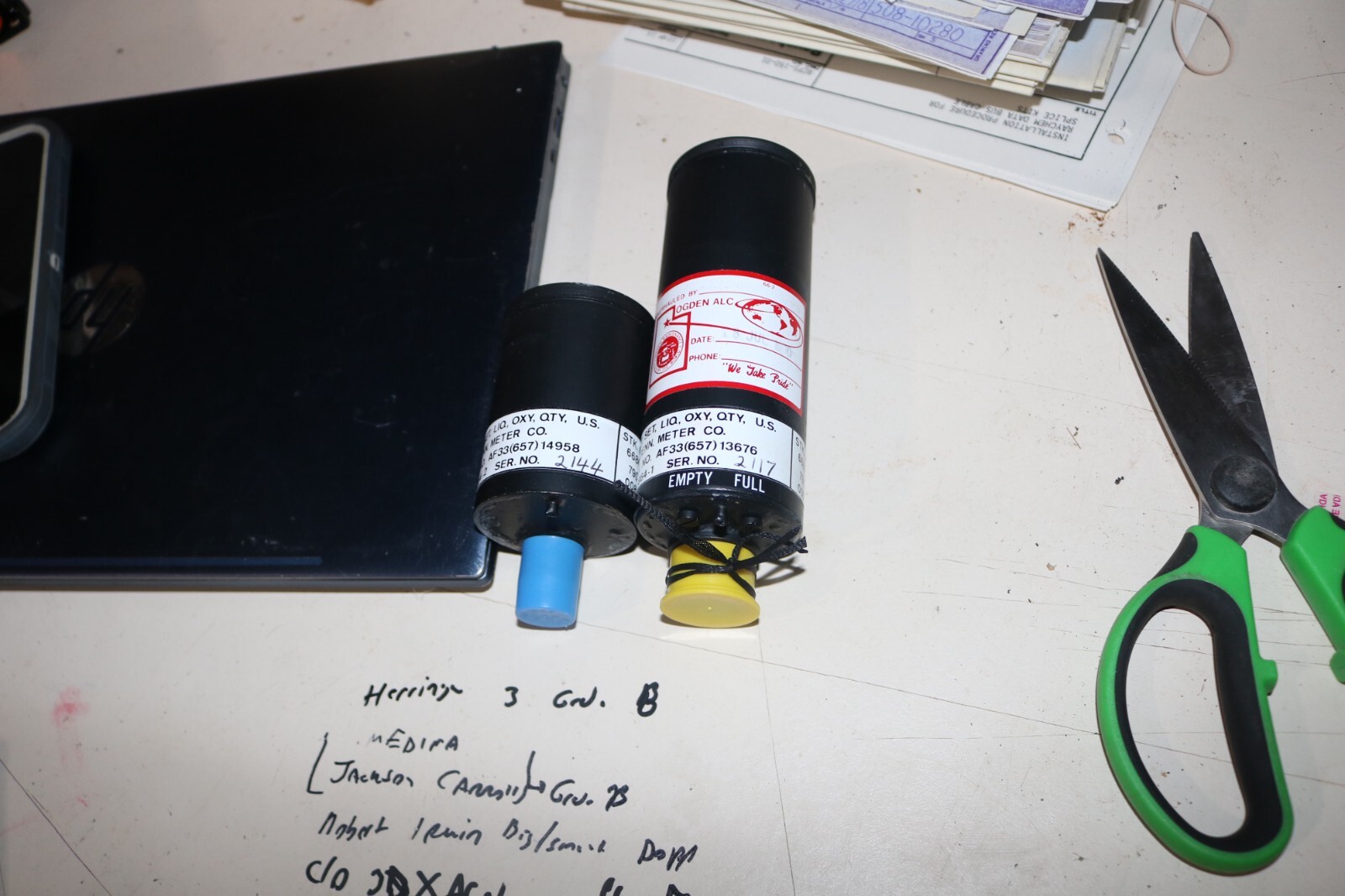 Exc cond. F-4 Phantom liquid oxygen gauge set (2) P/N A/A24J-4 964-1 AND 964-2