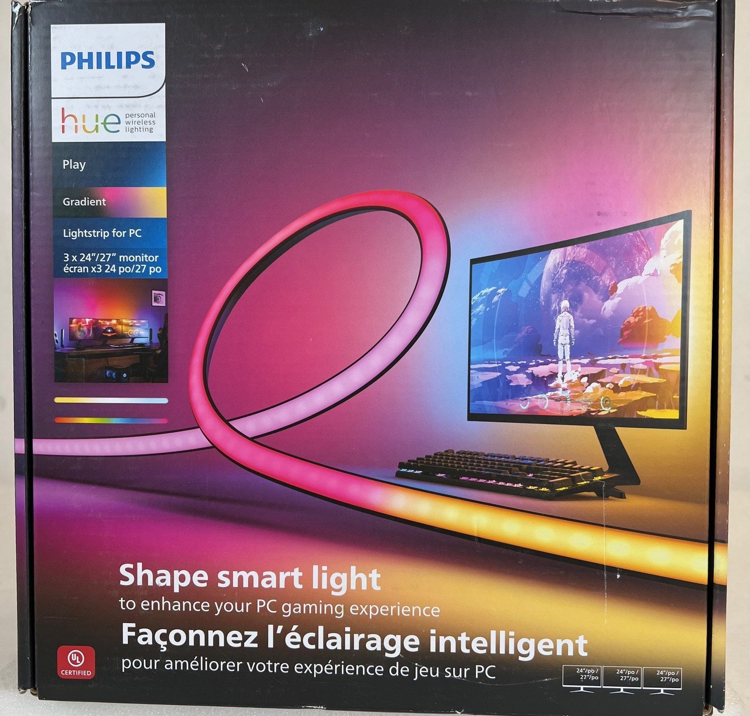 Philips Hue Gradient PC strip (3x Triple Monitor) 24-27 inch Mutlicolor-FREE S/H
