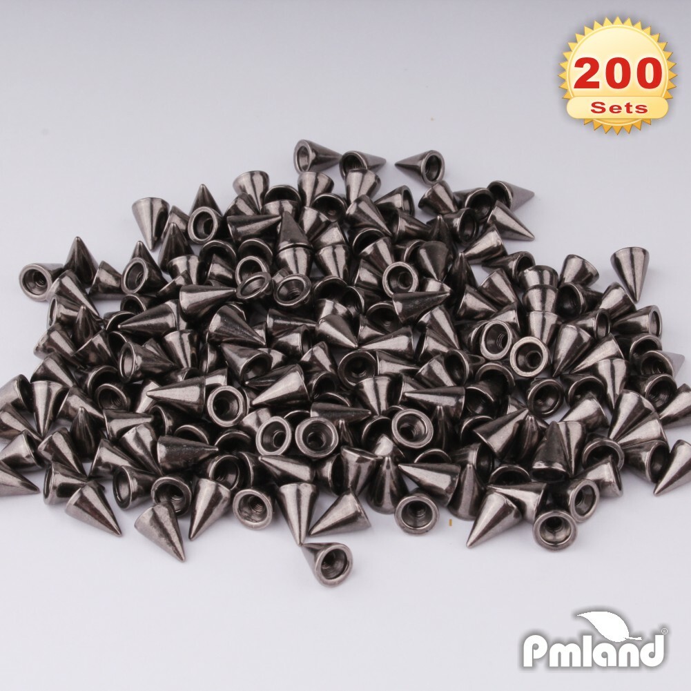 200 Sets 9.5mm Dark Brass Metal Gun Cone Spikes Screwback Studs Rivets Punk