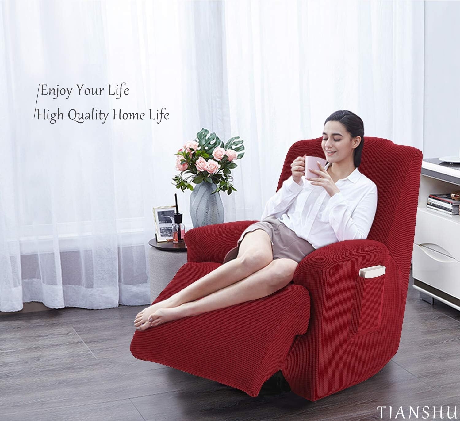 Stretch Recliner Chair Cover, Recliner Cover wiht Jacquard Fabric, Chair Covers