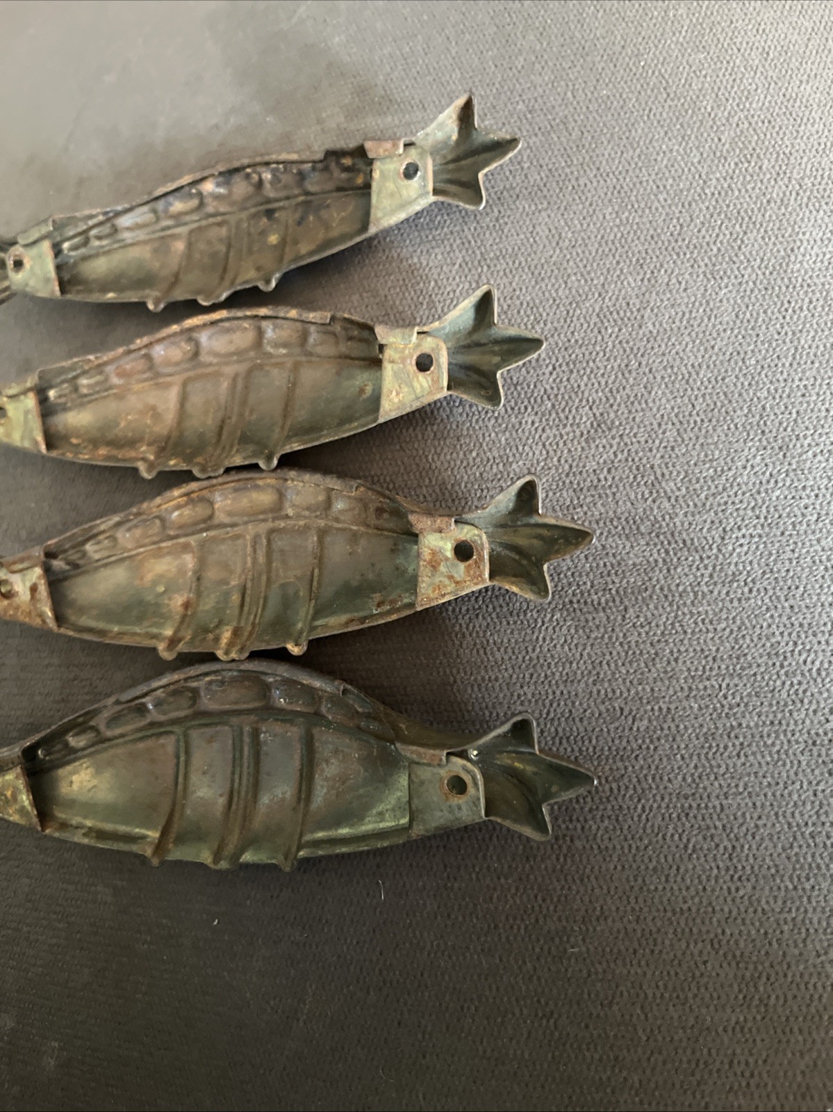 Set of 4 Vintage Art Decò Metal Ornate Drawer Pulls 6” Long Nice Patina