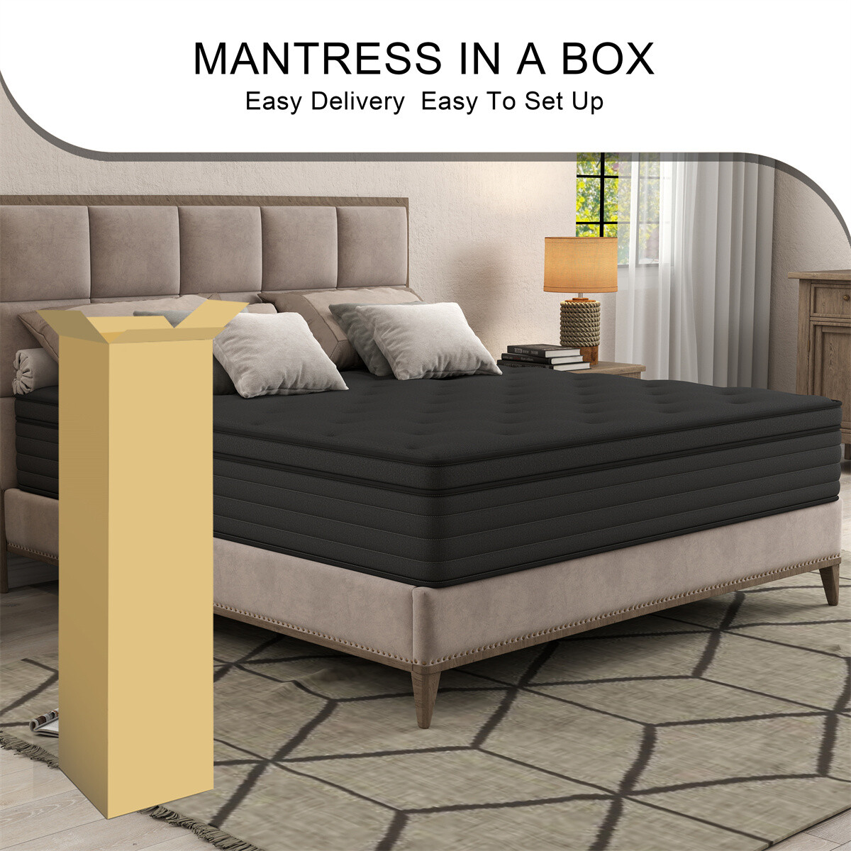 12"14" Twin Full Queen King Size Mattress Memory Foam Hybrid Spring Bed In a Box