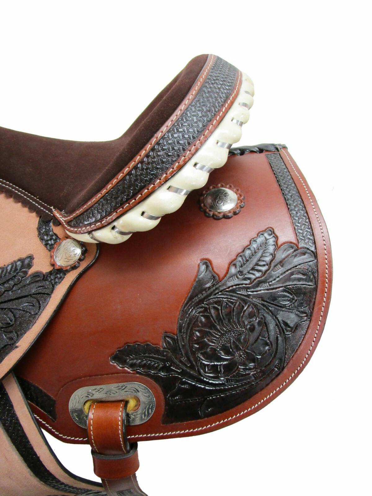 GAITED HORSE WESTERN SADDLE 16 15 PLEASURE TRAIL FLORAL TOOLED LEATHER TACK SET