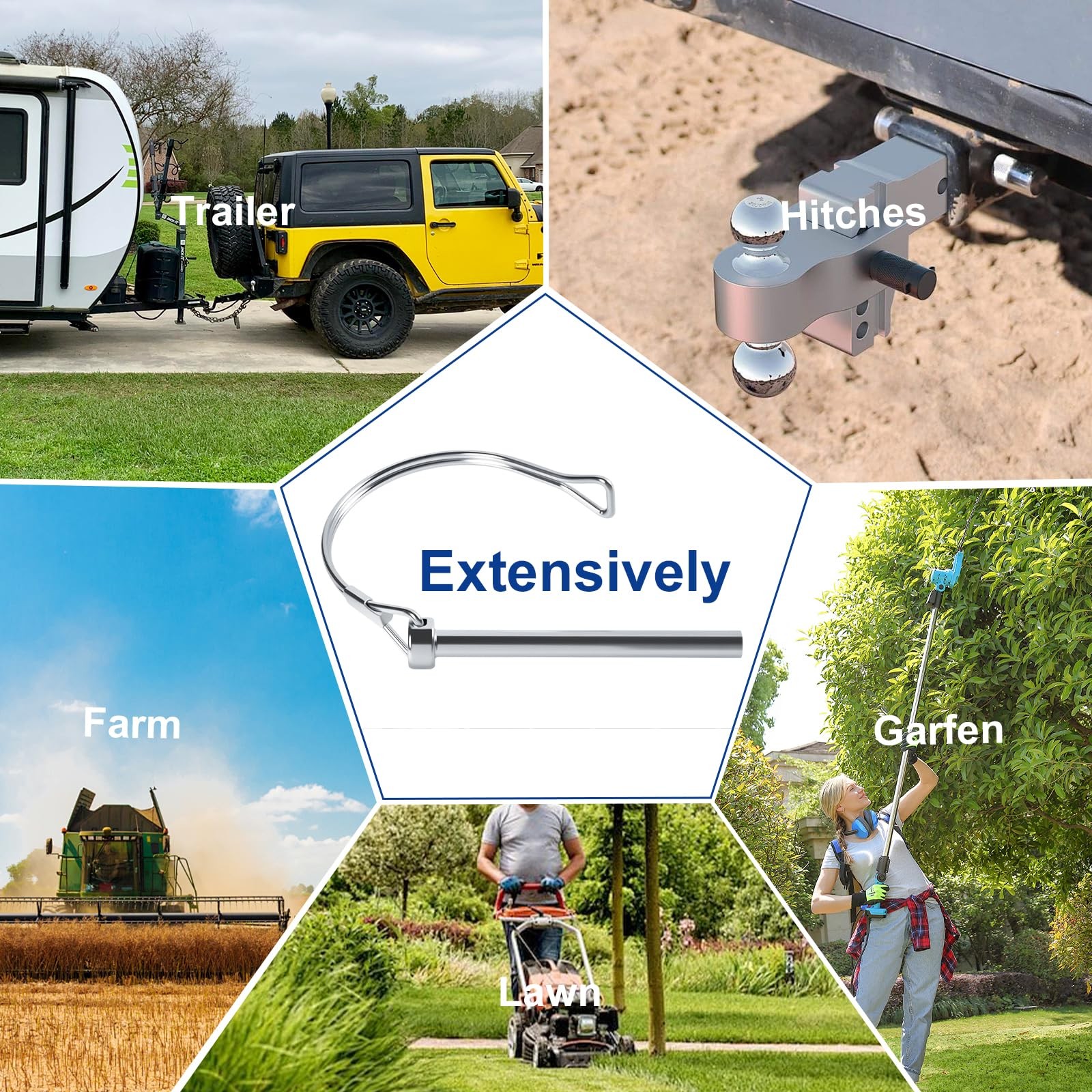 HAOIOKCS 2pcs Professional Trailer Hitch Pin, 1/4 inch x 4 inches, Silver