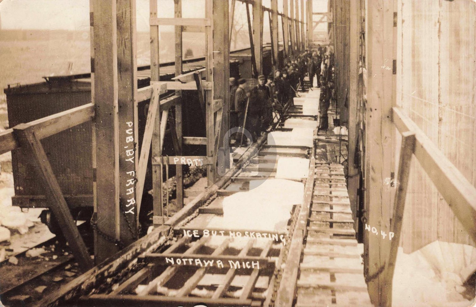 Railroad Ice But No Skating, Nottawa MI Michigan RPPC Photo Postcard COPY