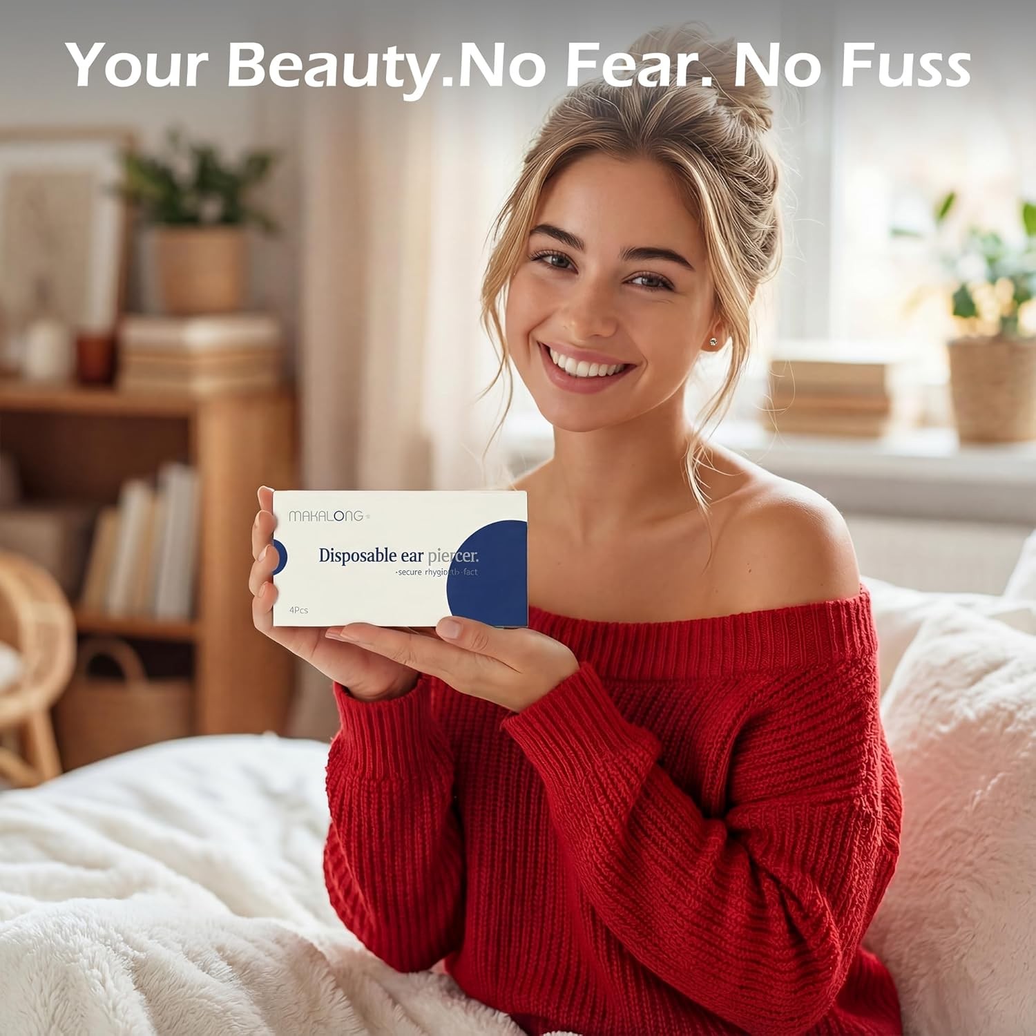 4pcs Ear Piercing Kit, Self Ear Piercing Gun, Easy And Safe Ear Piercing Gun Kit