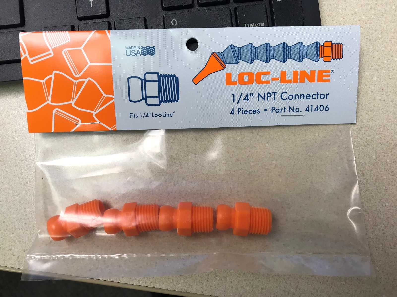 LOC LINE #41406 1/4" NPT CONNECTOR 4PC PACK -NEW