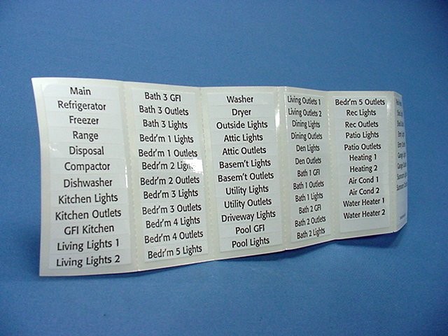 68 Adhesive Circuit Breaker Labels Electric Wiring Panel Identifiers 12512-LAB