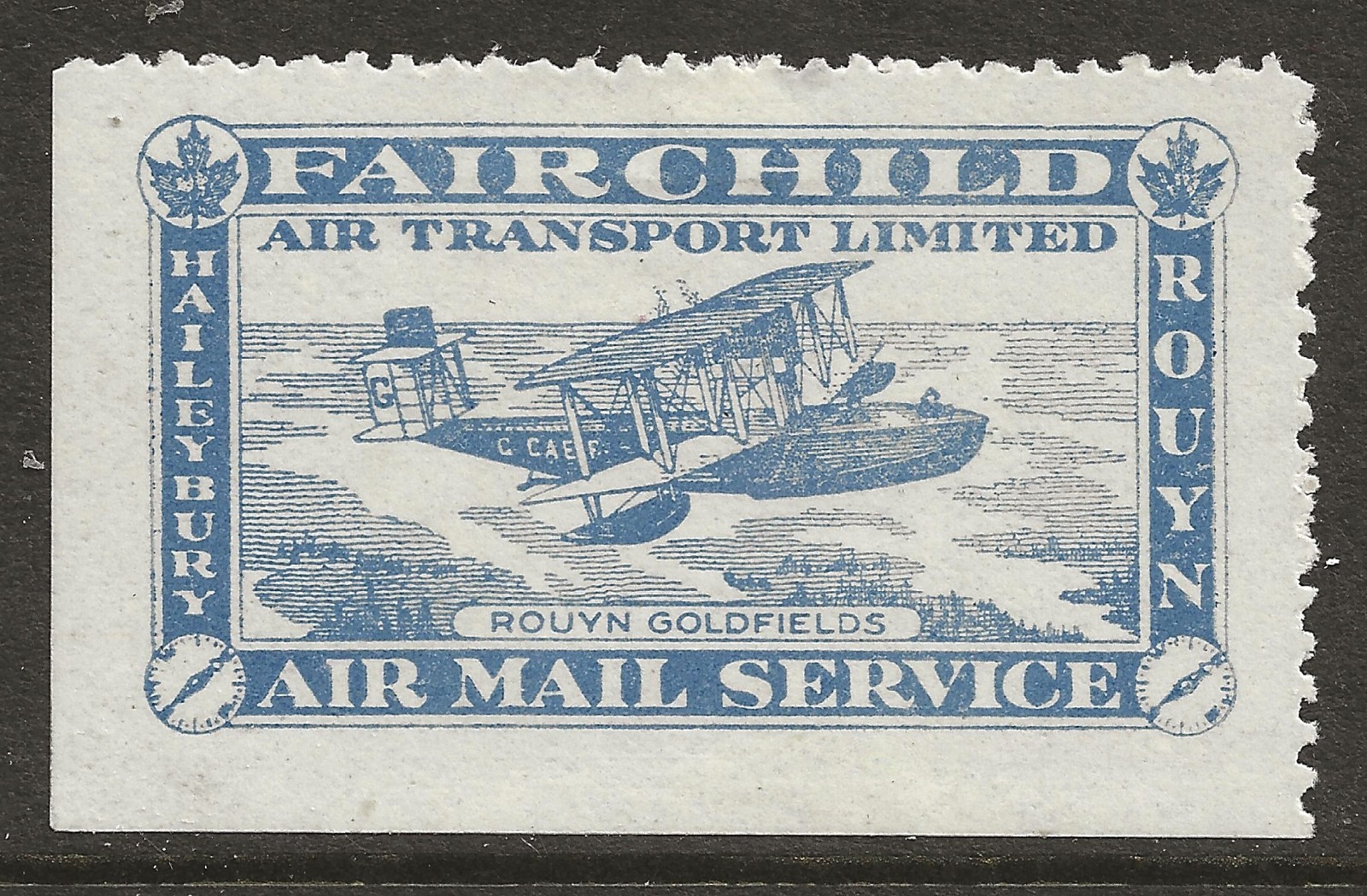 FAIRCHILD AIR MAIL SERVICE CL12 - 1926 CANADA AIR POST Semi-Official, MH