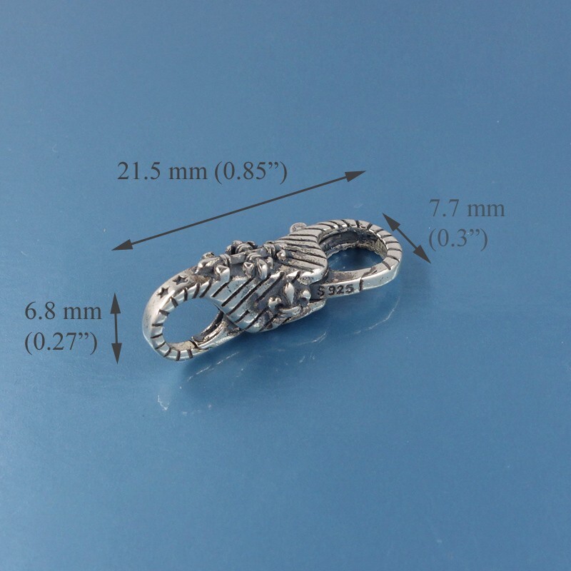 Sterling Silver Double Openings Lily Stripes Lobster Claw Clasp Connector #44072