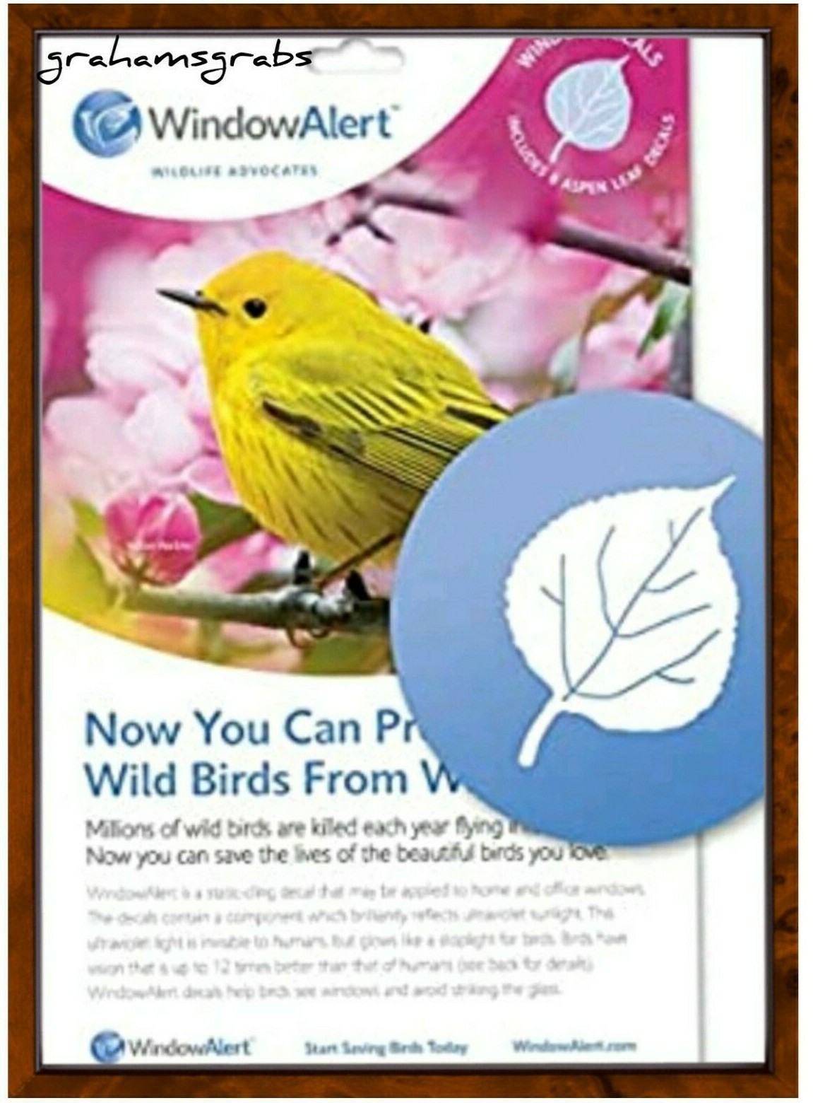 Window Alert ANTI-COLLISION CLINGS ASPEN LEAF DECALS PREVENT BIRD WINDOW STRIKES