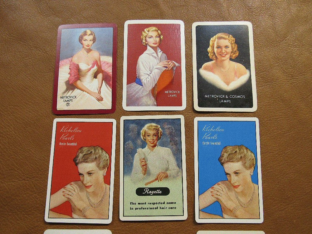 Lot Of 8 Girl Metrovick Swap Playing Cards Advertising