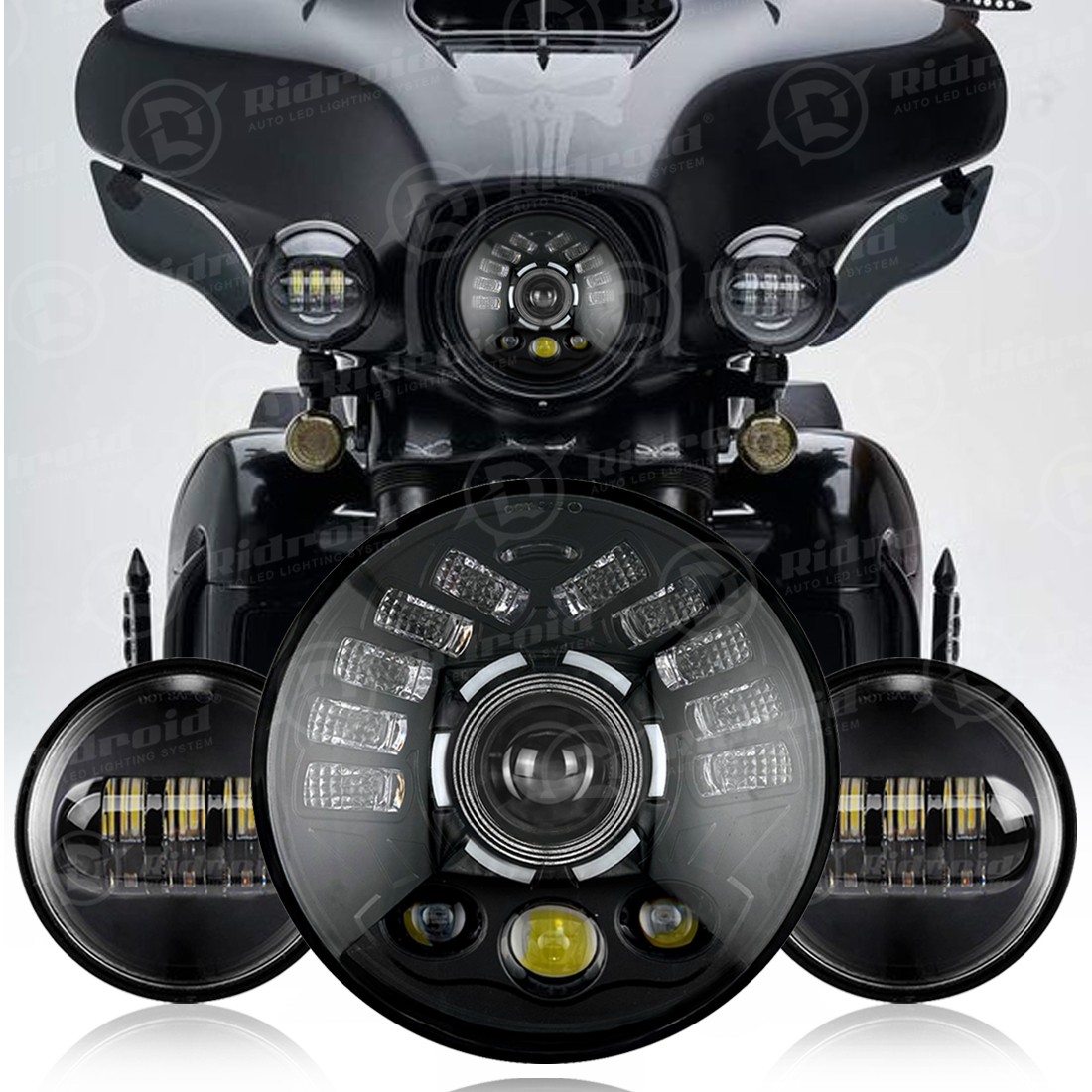 For Harley Ultra Classic Electra Glide FLHTCU 7" LED Headlight Fog Passing Lamp