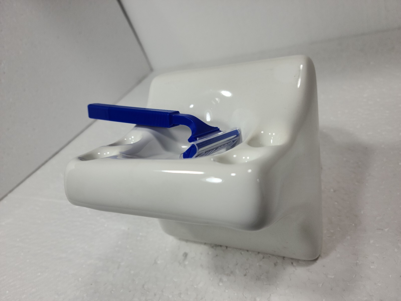 Vintage Bright White Ceramic Toothbrush Holder Tumbler Cup Tray Daltile 0190