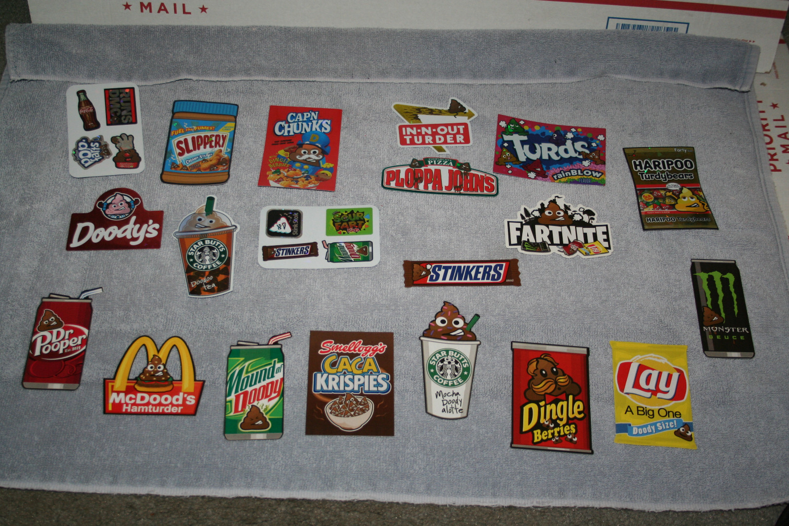 Junk Food Doody Stickers Set Of 20 Series 1&5 -Poop Emoji -Novelty food parody