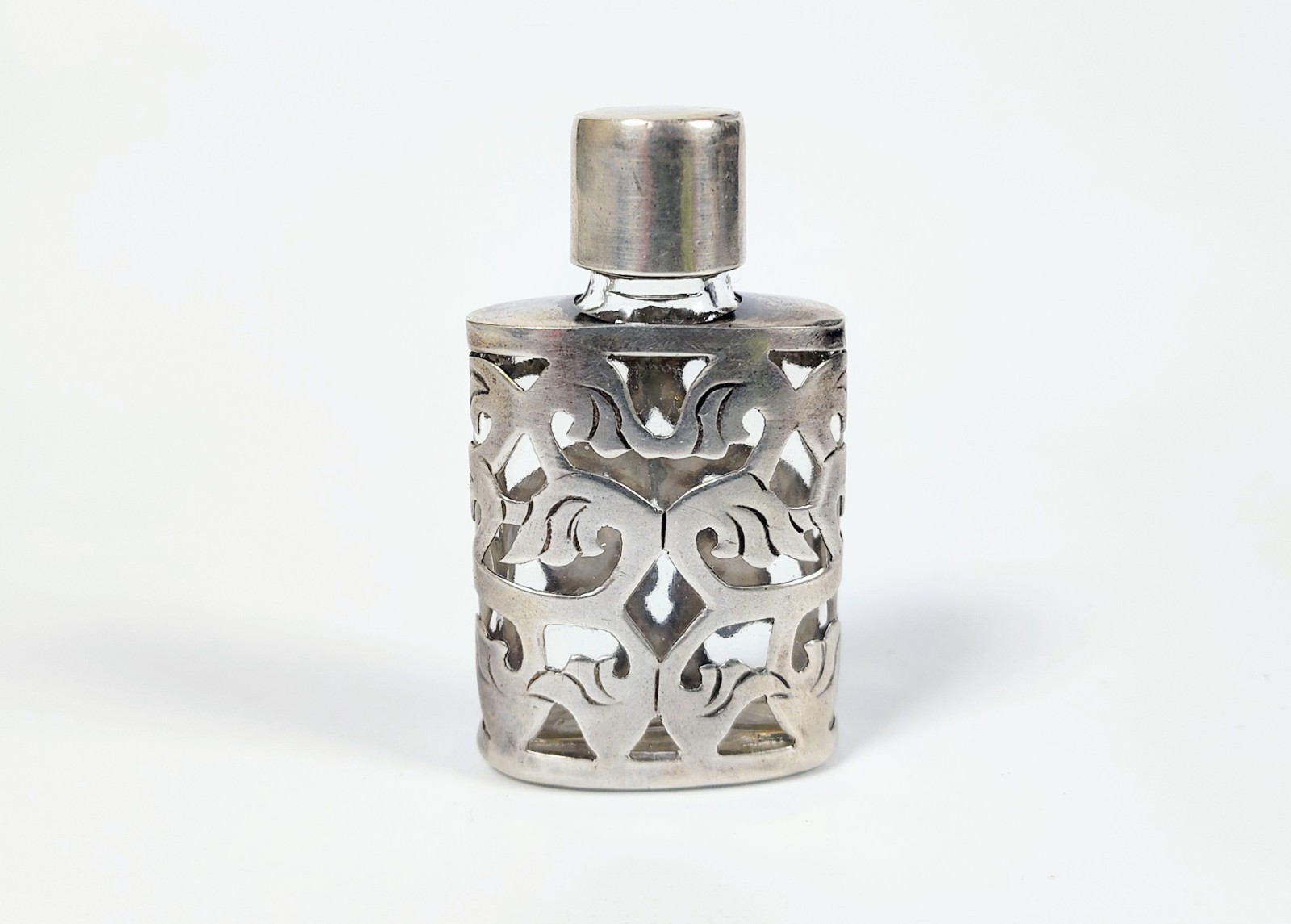 Vintage Taxco Mexico JJC Sterling Silver .925 Miniature Floral Perfume Bottle