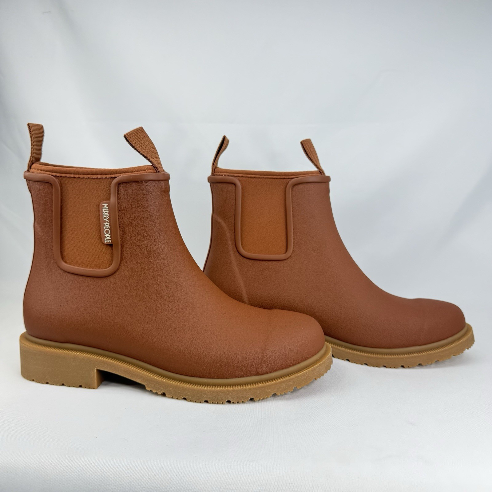 Merry People Bobbi Chelsea Ankle Rain Boots Unisex Rust Sole