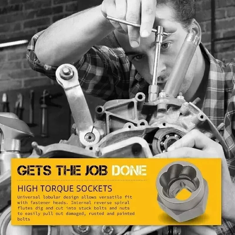 14PCS Impact Bolt Extractor Set Nut Remover Stripped Extraction Socket Tools