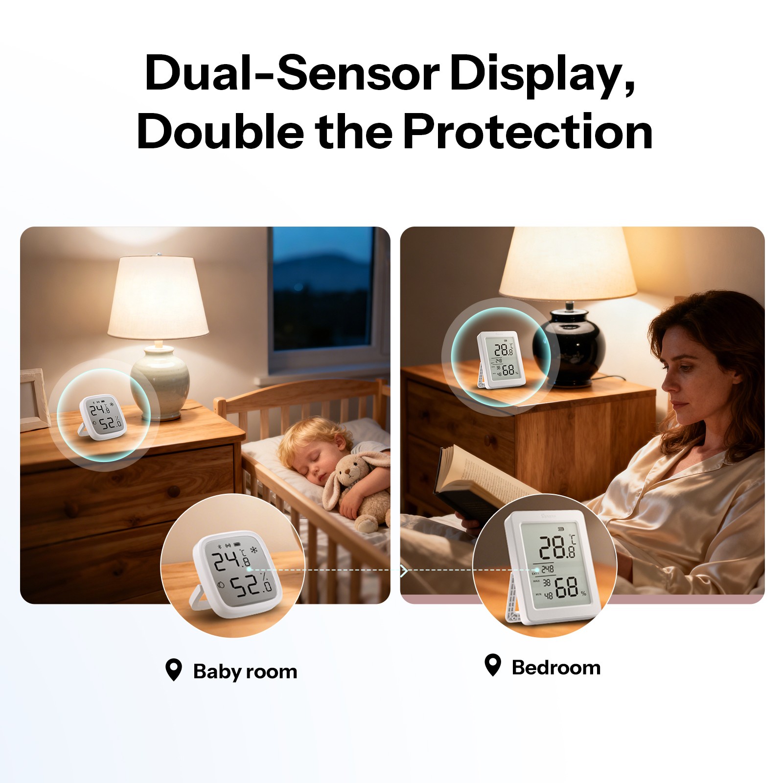 2 Pack SONOFF 3.6'' LCD Zigbee Temperature Humidity Sensor Smart Home SNZB-02DR2