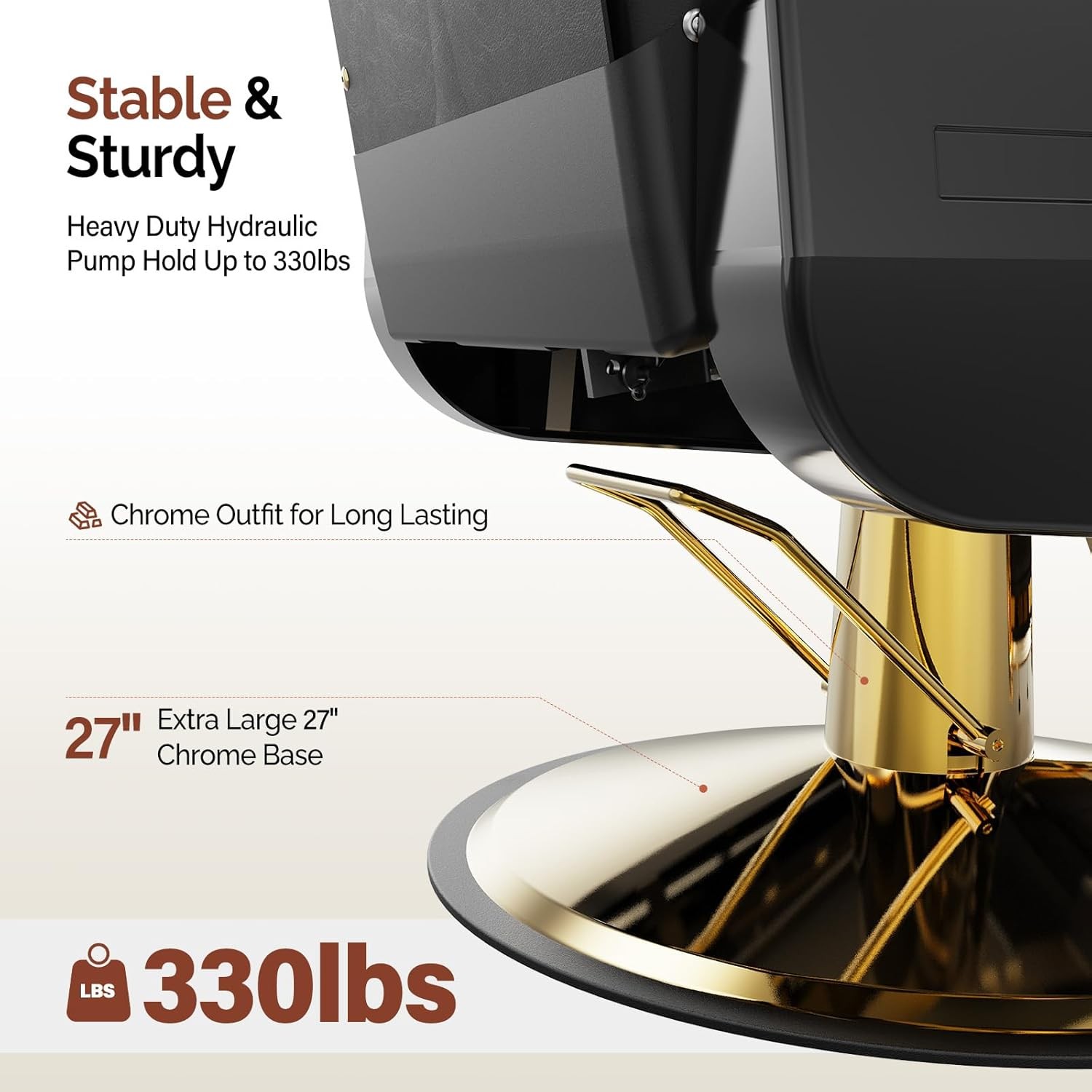 All Purpose Hydraulic Barber Chair Salon Beauty Shampoo Hair Styling Gold&Black