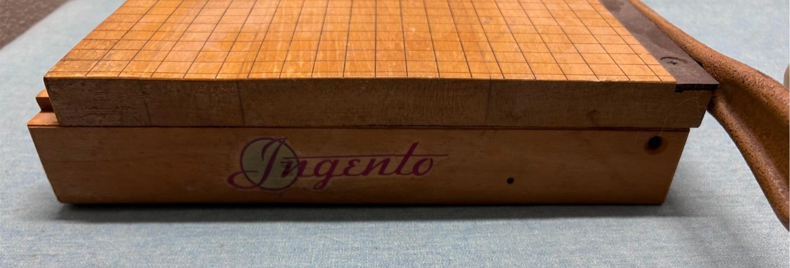 Vintage Ingento No. 3 Guillotine Paper Cutter Cast Iron Arm Wood Base Artists