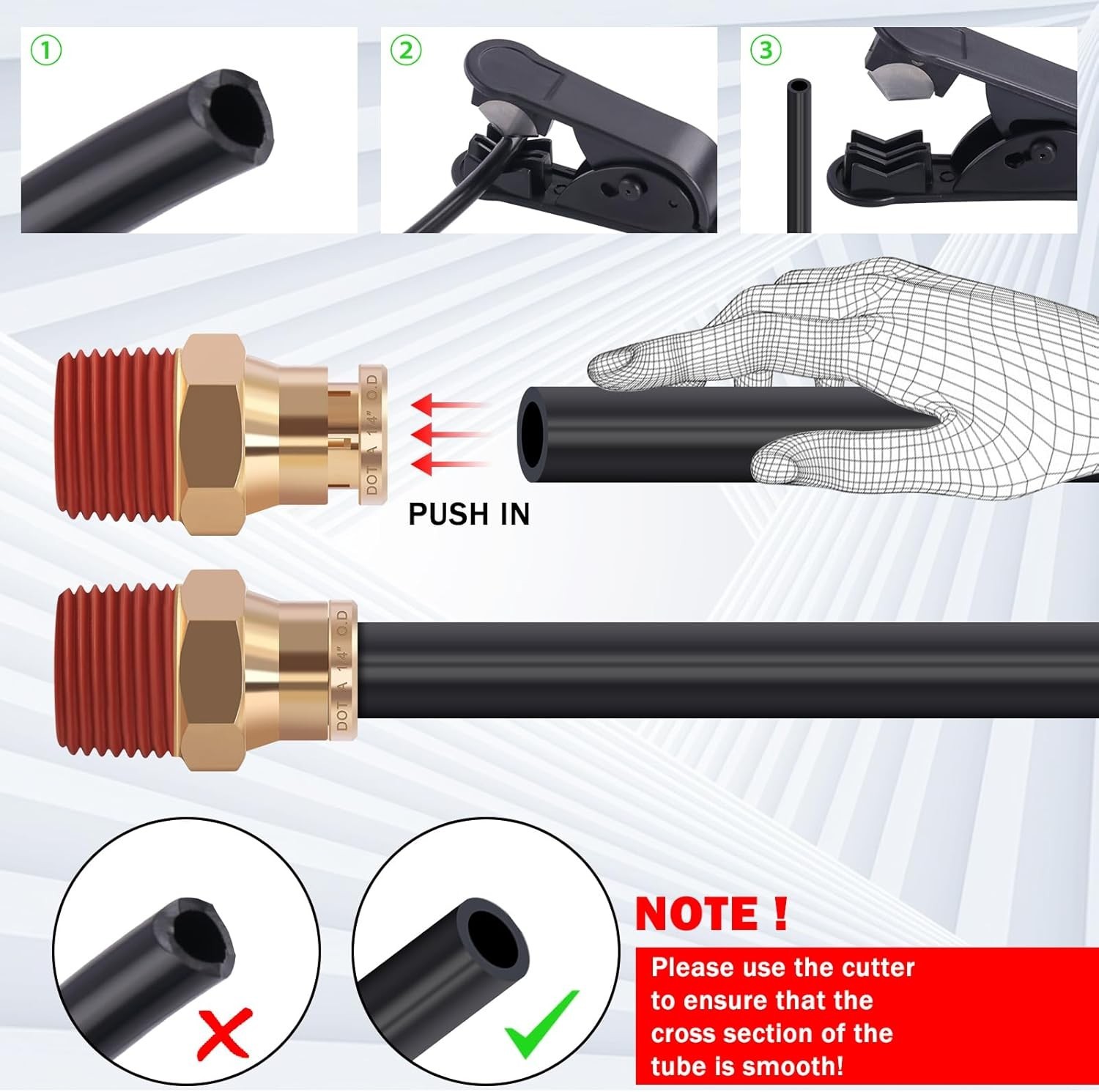 Air Suspension Bags DOT 1/4" Air Line Hose 50FT Brass Fittings Kit 10PC Rv&Truck