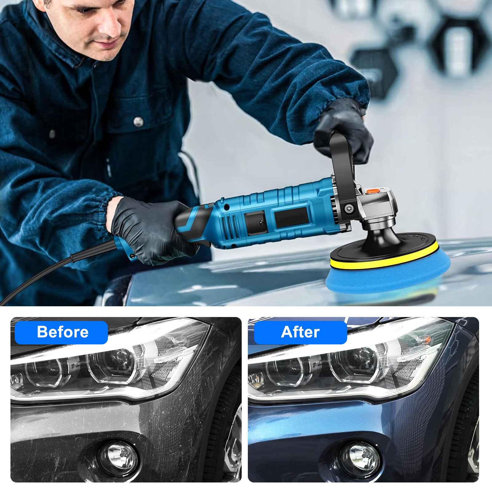 5Pcs Buffing Sponge Pads 6" Cutting Polishing Pad Kit for Car Buffer Polisher