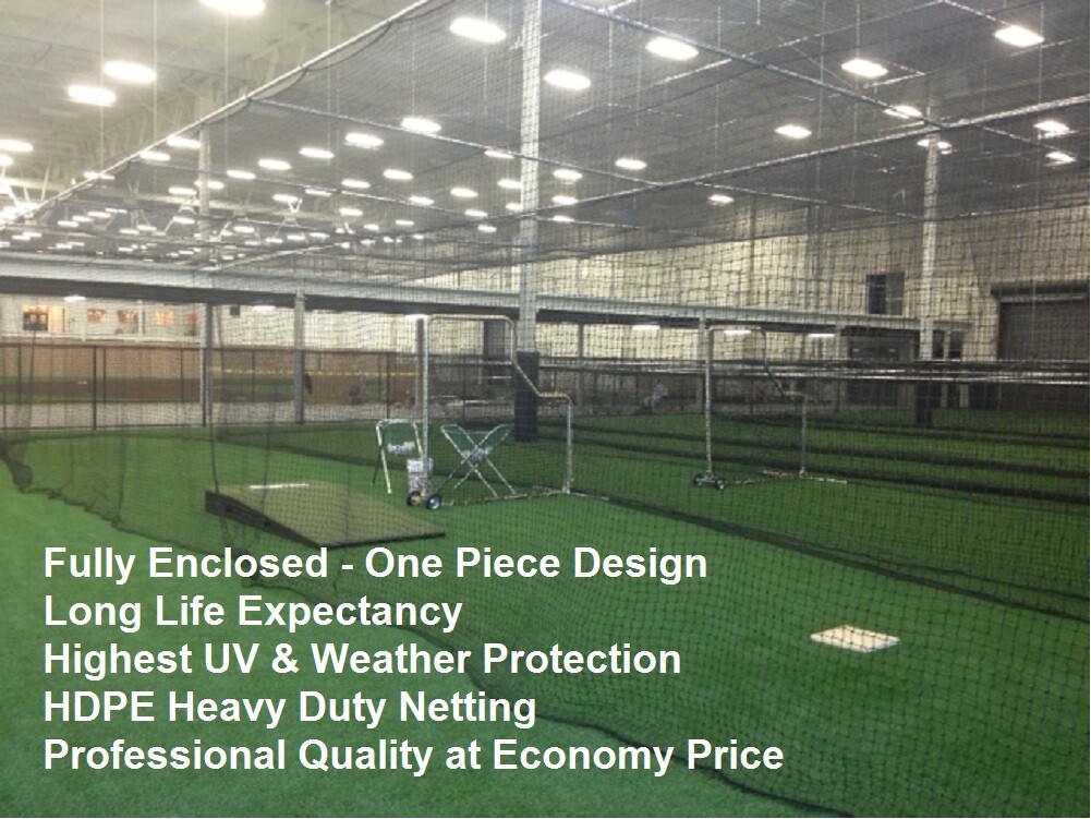 Baseball Batting Cage Net Netting #42 (54 ply) HDPE 12' x 14' x 70' Heavy Duty