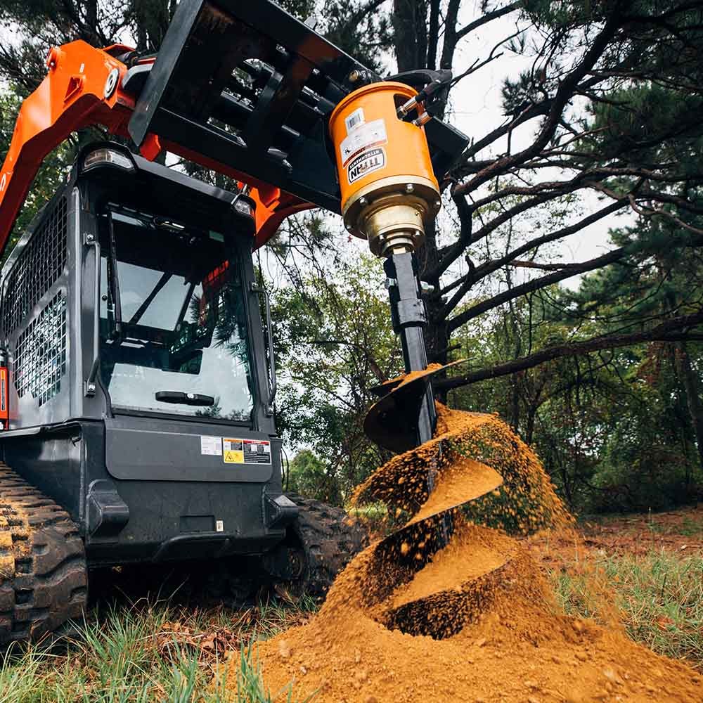 Titan Attachments Skid Steer Hydraulic Auger Attachment with 18" Auger Bit