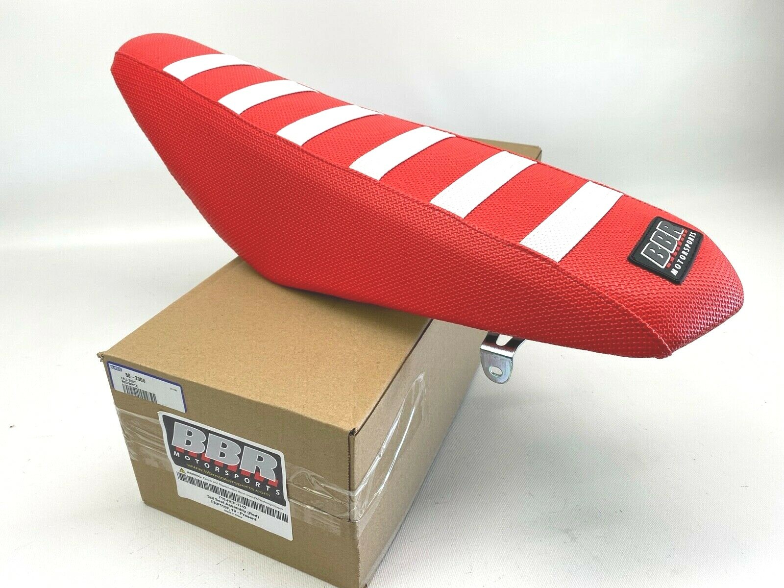 BBR Tall Seat Assemby Red w/ White Ribs Honda CRF110F CRF 110 125F 2019-2023 NEW