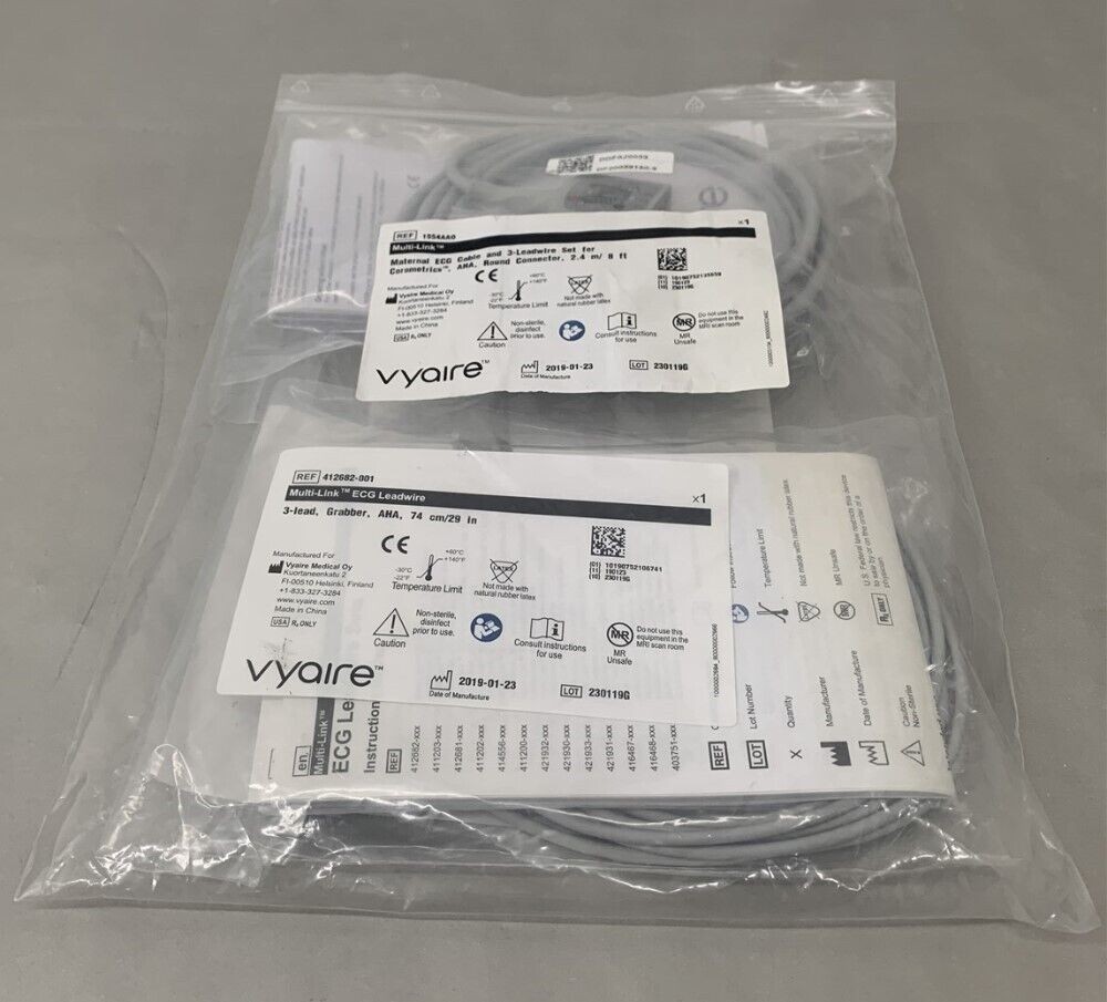 Vyaire 230119G Maternal ECG Cable & 3-Lead Wire Set for Corometrics 2.4m/8ft