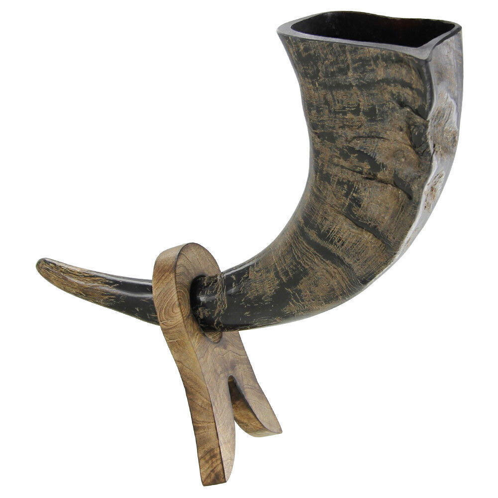 Viking Drinking Horns Rack/Stand Medieval Handmade Horn Rack Natural Mango Wood