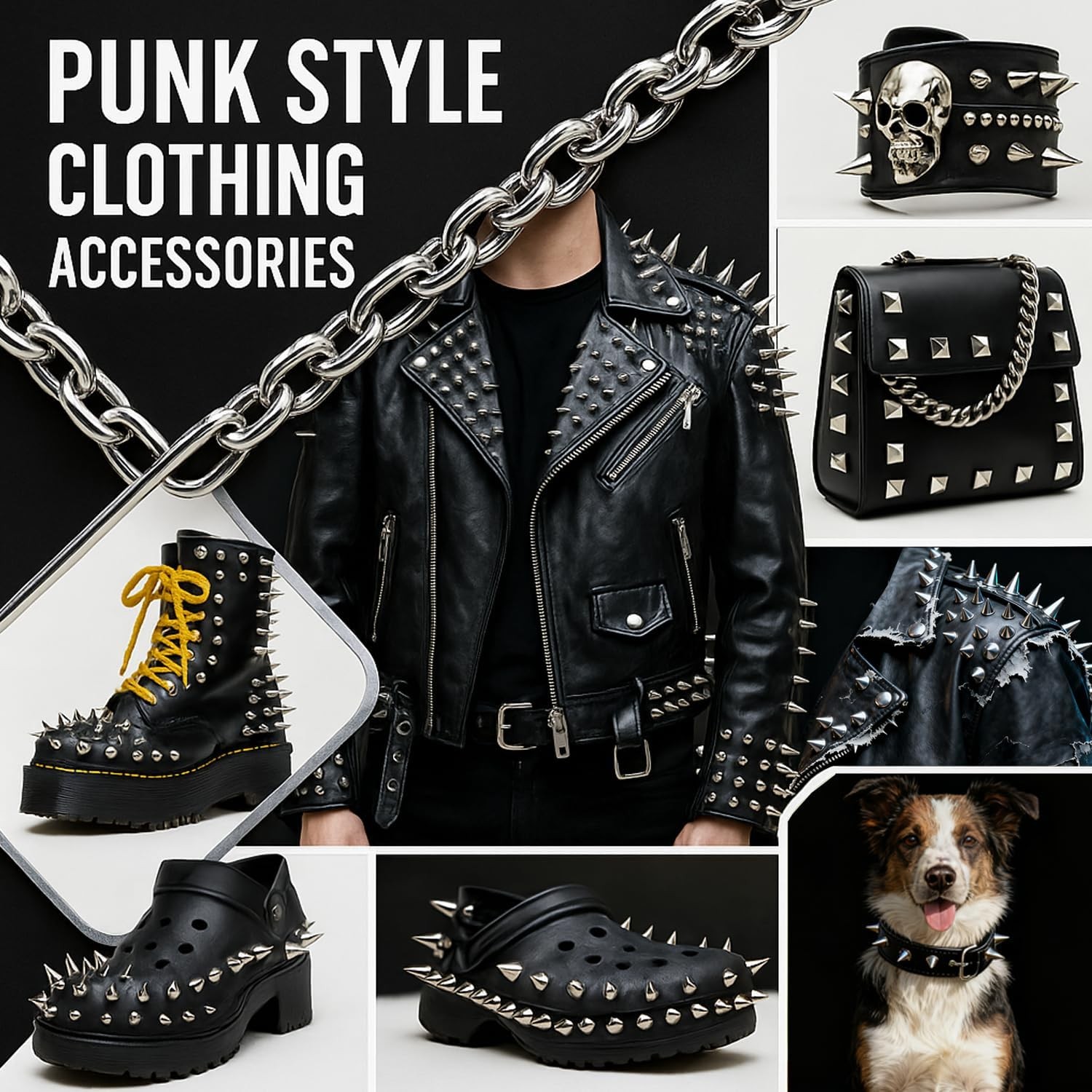 455PCS Punk Spikes and Studs Kit for Clothing, 12 Sizes Premium Metal Cone Spike