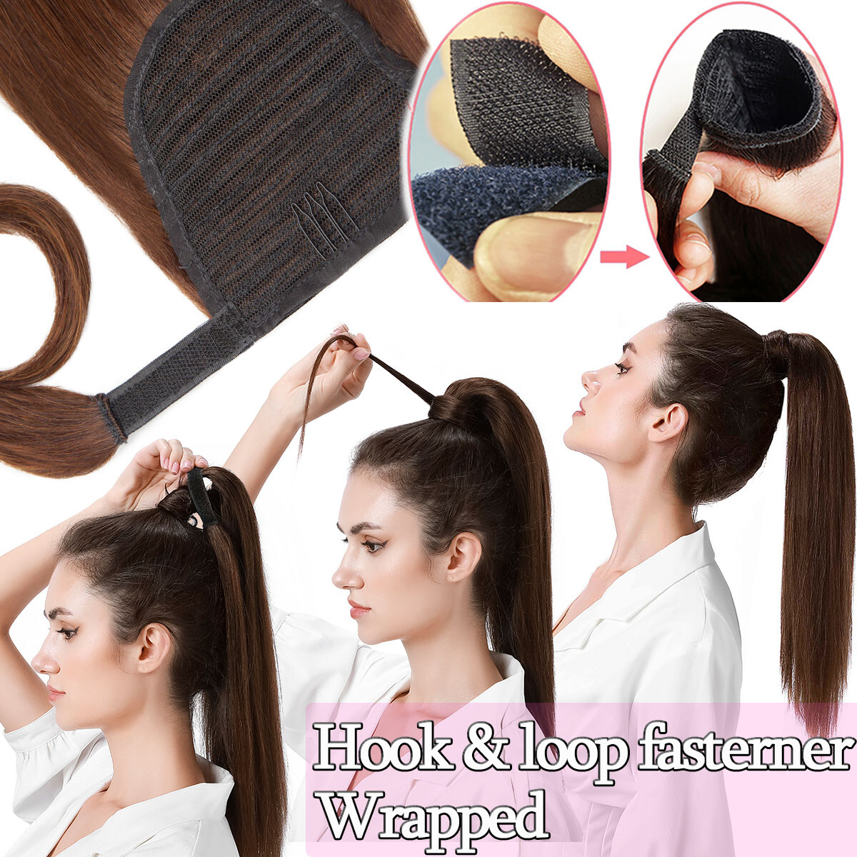 Real 100% Claw Wrap Around Ponytail Clip In Pony Tail Remy Human Hair Extensions